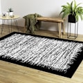 Miniatyrbillede 3 af 4: Tæppe - MANI TEXTILE - SKYGGE - Sort - 200x290 - Rutsksikker og maskinvaskbar Svart