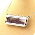 Miniatyrbillede 1 af 3: Collier - ABIJOUX - Model rektangel - Rå rubin - Rustfrit stål - Flydende glas Röd