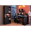 Miniatyrbillede 2 af 6: Lige LED gaming skrivebord - Sort - L 152 x D 61,5 x H 86,7 cm - Stort spilleområde - GAMING Svart