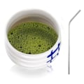 Miniatyrbillede 1 af 3: Japansk ceremoniel skål Chawan Hvid + 4 sugerør i rustfrit stål