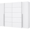 Miniatyrbillede 1 af 6: Garderobe - Mat hvid - 2 hængslede døre + 2 skydedøre - L 270,3 x D 61,2 x H 210 cm - NARAGO Matt vit