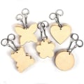 Miniatyrbillede 2 af 3: 20 assorterede nøgleringe i træ 5,5 x 5,5 cm Beige