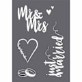 Miniatyrbillede 2 af 3: Bryllup A4 serigrafi stencil, 1 stencil + 1 spatel, Transparent