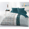 Miniatyrbillede 1 af 4: Dynetæppe Microfiber ETHNO 220x240cm og 2 pudevæg 63x63cm Duck Blue Blå och vit