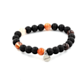 Miniatyrbillede 1 af 6: Sten og mineraler. Mat Sort Onyx + Hæmatoid Quartz Beads Armbånd fra Madagaskar 8 mm. Fremstillet i Frankrig. Svart