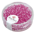 Miniatyrbillede 1 af 2: Perle rocaille pyntet med sølv, Mørk pink Ø2,6mm 16 g Rosa