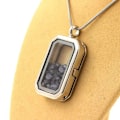 Miniatyrbillede 1 af 3: Collier - ABIJOUX - Saphir brut - Rustfrit stål - Unisex - 40 x 23 mm Blå