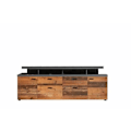 Pikkukuva 1 / 6: MOOD TV-kaappi 2 ovea ja 2 laatikkoa - Vanhentunutta puuta ja mattaharmaa melamiinia - L 180 x 47 x 66 cm Åldrat trä och mattgrå