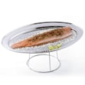 Miniatyrbillede 1 af 2: Fiskemadsfad Ø 36 cm og dens rustfri stålstøtte Inox, Kromat stål