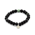 Miniatyrbillede 1 af 6: Sten og mineraler. Mat Sort Onyx + Seraphinite Beads Armbånd fra Rusland 8 mm. Fremstillet i Frankrig. Svart, Grön