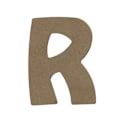 Pikkukuva 1 / 3: Iso kirjain R MDF-puusta koristeluun - 8 cm kastanj