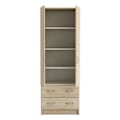 Miniatyrbillede 3 af 5: DEMEYERE Garderobe - Børstet egetræsindretning - 2 låger og 2 skuffer - Klassisk - Soveværelse - L 61 cm - DOBBELT Borstad ek och vävd linnedekor