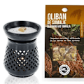 Miniatyrbillede 1 af 4: Røgelseholder diffuser i sort sten + Frankincense resin fra Somalia Svart