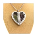 Miniatyrbillede 3 af 3: Collier - ABIJOUX - Rhodolite granat og rå peridot - Hjerte - Rustfrit stål - 36x40 mm röd grön