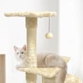 Miniatyrbillede 4 af 4: PALOMA Beige kattetræ 40 x 40 x 114 cm - 3 platforme, 1 reb, 1 niche, kradsestolper Beige