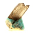 Pikkukuva 1 / 5: Kivet ja Mineraalit. Amazoniitti + Smoky Quartz. 671,5 senttiä. Konso, Etiopia. Blågrön