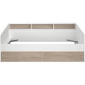 Pikkukuva 1 / 6: Leposohva 2 laatikolla 90 x 200/190 cm - MDF - Matta tammi ja valkoinen sisustus - JOY - 2339ENSE Ek och vit