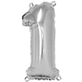 Miniatyrbillede 1 af 2: Aluminiumsballon Tal 1 Sølv 40cm