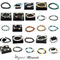 Miniatyrbillede 2 af 6: Sten og mineraler. Rød Agat + Citrin + Mat Sort Onyx Beads Armbånd 8 mm. Fremstillet i Frankrig. Röd, gul, svart