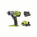 Miniatyrbillede 1 af 6: RYOBI - 18V ONE+ slagnøgle - 3 tilstande - 1/2" firkantet drev + 2 Ah batteri, taske og 1/4" adapter - R18IW3-120S Grönt & kol