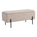 Miniatyrbillede 2 af 3: Bænk i beige loopet polyester med opbevaring og sorte ben 95 x 36,5 x 46 cm Beige