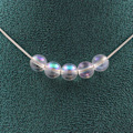 Miniatyrbillede 1 af 6: Collier - ABIJOUX - 5 perler Quartz Titan 8 mm - Rustfrit stål - Tilpasselig størrelse - Unisex