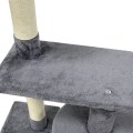 Miniatyrbillede 6 af 6: JASPER Grå kattetræ 40 x 40 x 114 cm - 3 platforme, 1 niche, kradsestolper Grå