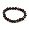Miniatyrbillede 1 af 3: Sten og mineraler. Mahogni Obsidian Beads Armbånd + Sort Obsidian + Lava 8 mm. Fremstillet i Frankrig. Svart
