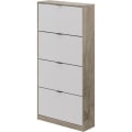 Miniatyrbillede 1 af 6: Skoskab - 4 døre - Eg og hvid - 75x24x154 cm - Leona Vit ek