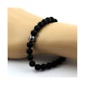 Pikkukuva 3 / 3: Kivet ja Mineraalit. Mattamusta Onyx + Hematite Beads Rannekoru 8 mm. Tehty Ranskassa. Svart