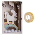 Miniatyrbild 2 av 2: Rammad i trä med 3D-motiv av en enhörning 20 x 30 cm + guldig glittermaskeringstejp 5 m Beige
