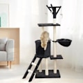 Miniatyrbild 2 av 6: JIPSY Black Cat Tree 79 x 34 x 138 cm - 3 plattformar, 1 abborre, 1 kennel, 1 trappa, skrapstolpar Svart
