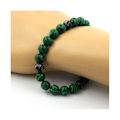Miniatyrbillede 3 af 3: Sten og mineraler. Malachite + Snowflake Obsidian Bead Armbånd 8 mm. Fremstillet i Frankrig.