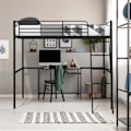 Miniatyrbillede 2 af 6: ELIOT metal loftseng - Sort - Base inkluderet - 140 x 200 cm Svart