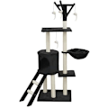 Miniatyrbild 1 av 6: JIPSY Black Cat Tree 79 x 34 x 138 cm - 3 plattformar, 1 abborre, 1 kennel, 1 trappa, skrapstolpar Svart