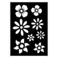 Pikkukuva 1 / 2: Pochoir Kukkia - Ki Sign - 7x10 cm - Itsekiinnittyvä - Uudelleenkäytettävä - 8 kukkamallia