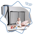 Miniatyrbillede 2 af 5: Badabulle Deco Pop Sikkerhedslåge - Udvidelig barriere til åbning fra 63 til 106 cm - Skruefastgørelse, sort