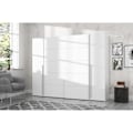 Miniatyrbillede 6 af 6: Garderobe - Mat hvid - 2 hængslede døre + 2 skydedøre - L 270,3 x D 61,2 x H 210 cm - NARAGO Matt vit