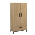 Miniatyrbillede 3 af 6: CRAFT voksensengesæt 140x190/200 cm - 2 sengeborde + garderobe - Melamin - Hamilton eg indretning - Fransk fremstilling - DEMEYERE Hamilton ek