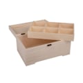 Pikkukuva 3 / 4: Puinen laatikko ja 6 säilytyskoteloa personoitavaksi - 28 x 18 x 13,5 cm Brun