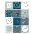 Pikkukuva 4 / 4: Adventtikalenteritarrat - Loistava joulu - 5 x 5 cm - 24 kpl Blå