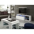 Miniatyrbild 5 av 6: BLUE-TECH vändbar TV-enhet - Vitlackerad melamin - 1 nedfällbar dörr - LED - Blank vit - L150 x D41 x H43 cm lysande vit