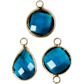 Miniatyrbillede 1 af 2: Pendentiv - Blå - Sortiment af 6 stk - Glas cabochon - Varierede designs - Unisex Blå