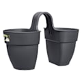 Miniatyrbillede 1 af 4: ELHO - Urtepotte - Vibia Campana Flower Twin 21 - Antracit - Udendørs altan - L 38,4 x B 20,5 x H 26,5 cm Kolgrå