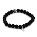 Pikkukuva 1 / 3: Kivet ja Mineraalit. Mattamusta Onyx + Hematite Beads Rannekoru 8 mm. Tehty Ranskassa. Svart