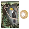 Miniatyrbillede 1 af 2: Ramme i træ med 3D-motiv Toucan 24 x 24 cm + 5 m glitterguld masking tape Beige