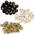 Miniatyrbillede 1 af 4: 900 hvide/sorte/guld alfabetperler Flerfärgad