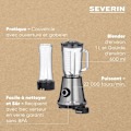 Miniatyrbild 5 av 6: Blender 2 i 1 - SEVERIN - SM3737 - Multi-blender och smoothie-blender 2 i 1 - 500W - Glaskanna 1 L - 1 flaska 600 ml ingår