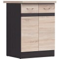 Miniatyrbillede 1 af 3: JUNONA 60 cm køkkenunderdel - 2 låger - Bordplade - Sonoma eg Sonoma ek, wenge