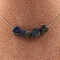 Miniatyrbillede 1 af 6: Collier - ABIJOUX - Sodalit fra Brasilien - 4 perler - Rustfrit stål - Justerbar længde Blå